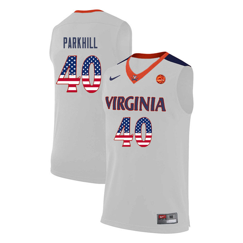 Men Virginia Cavaliers #40 Barry Parkhill College Basketball USA Flag Fashion Jerseys-White
